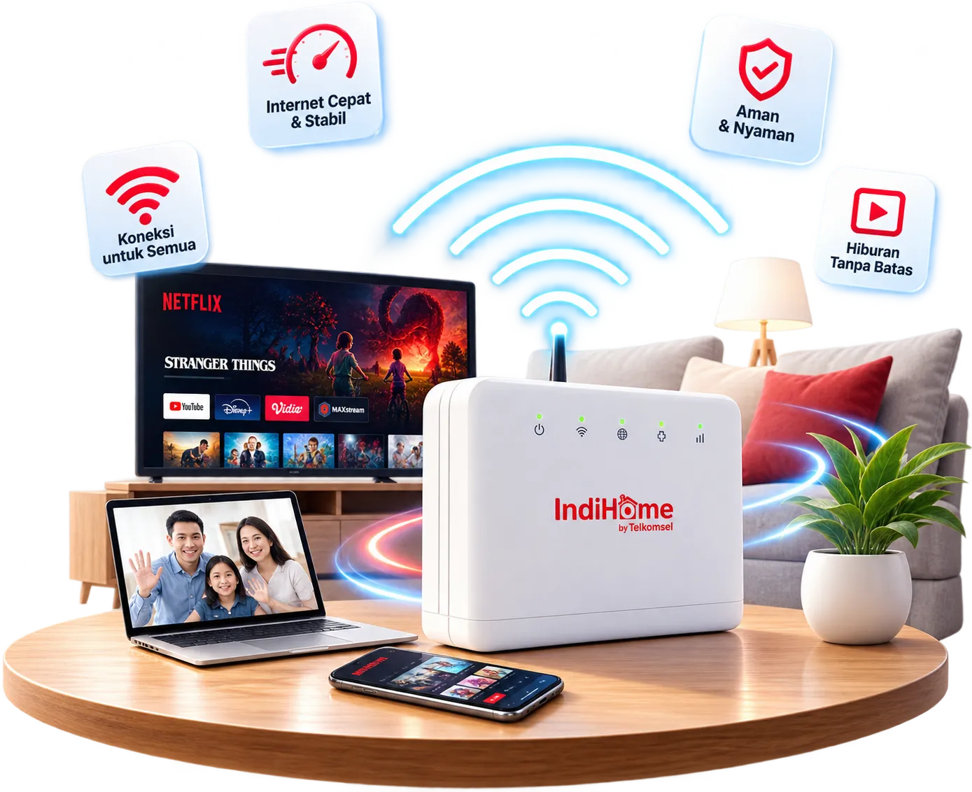 Ilustrasi layanan WiFi IndiHome untuk rumah